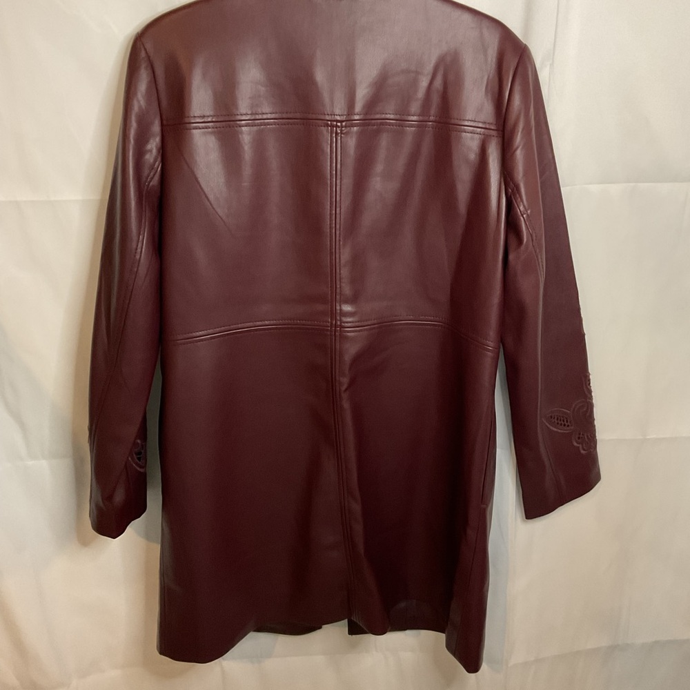 Chico's Maroon Faux Leather Jacket - Picture 6 of 7